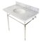 Fauceture KVPB3622M86 36" Console Sink with Brass Legs (8-Inch, 3 Hole), Marble White/Polished Nickel KVPB3622M86 - alternate 1